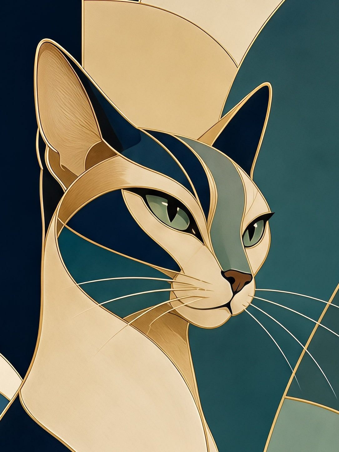 Detail a taille reelle du tirage, affiche chat le chat deco au paquebot et soleil d or