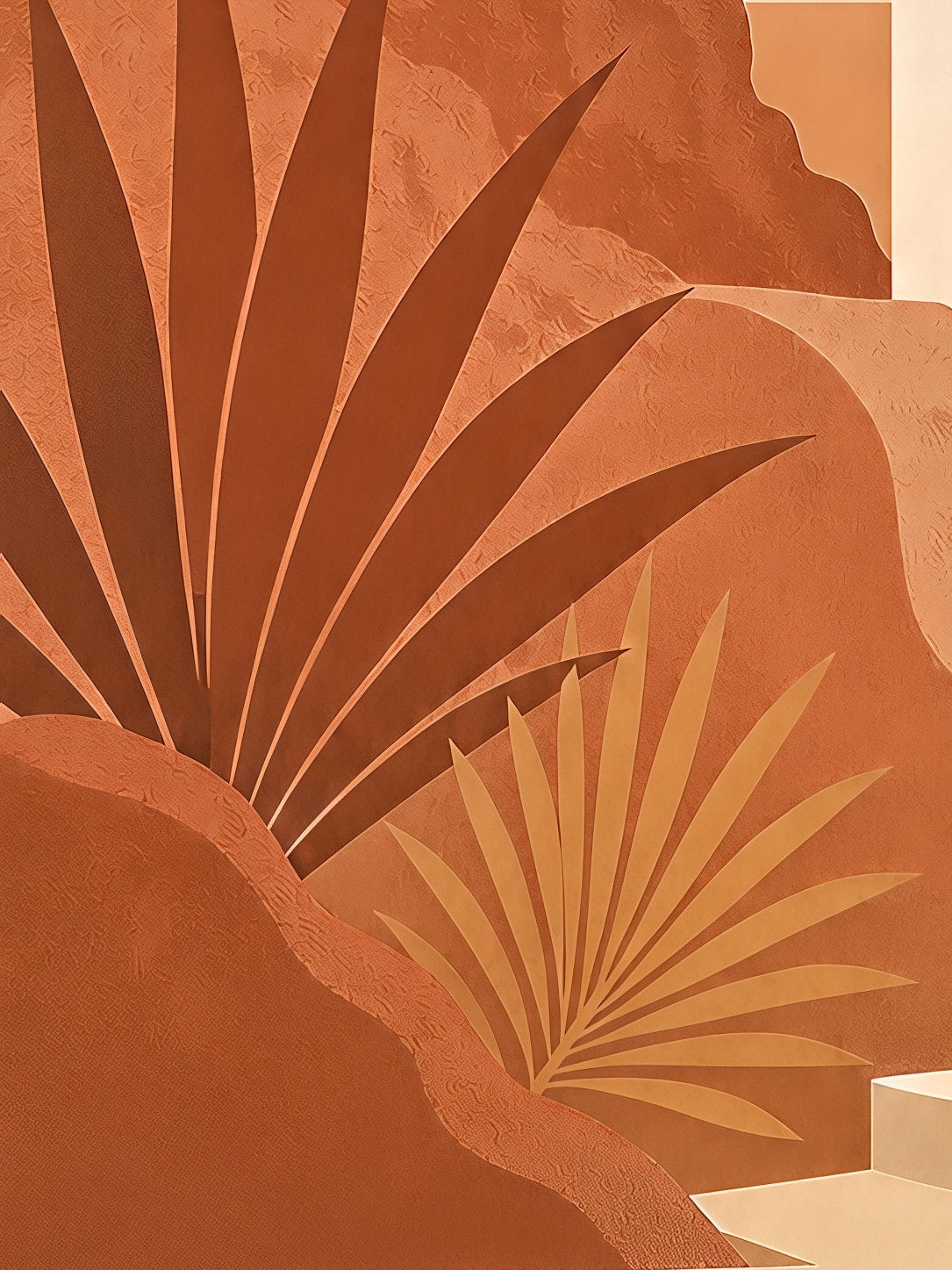 Detail a taille reelle du tirage, affiche ibiza arche sur la crique ocre