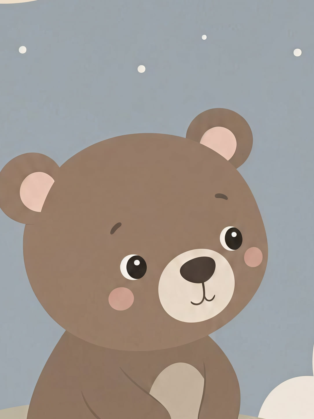Affiche zoomée, Ourson sous la lune