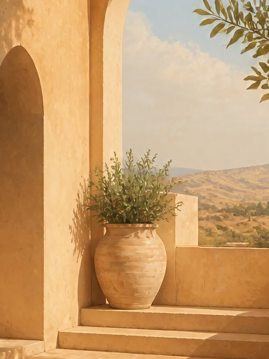 Affiche zoomée, Arche dorée sur les collines