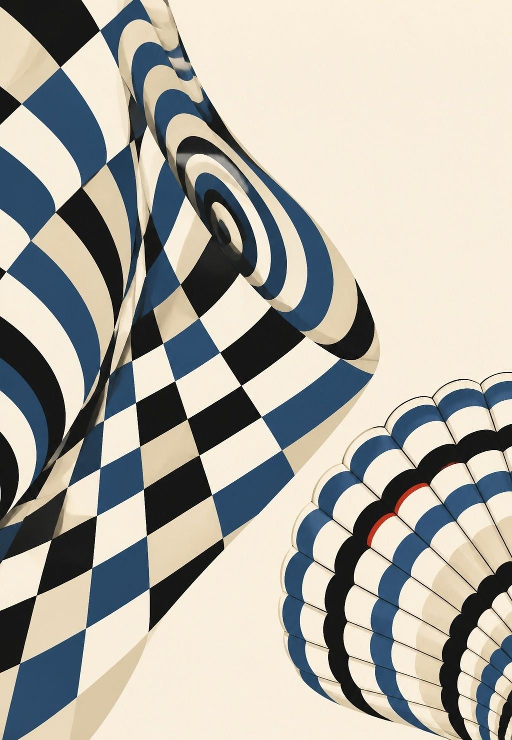 The blue checkerboard and the balloon
