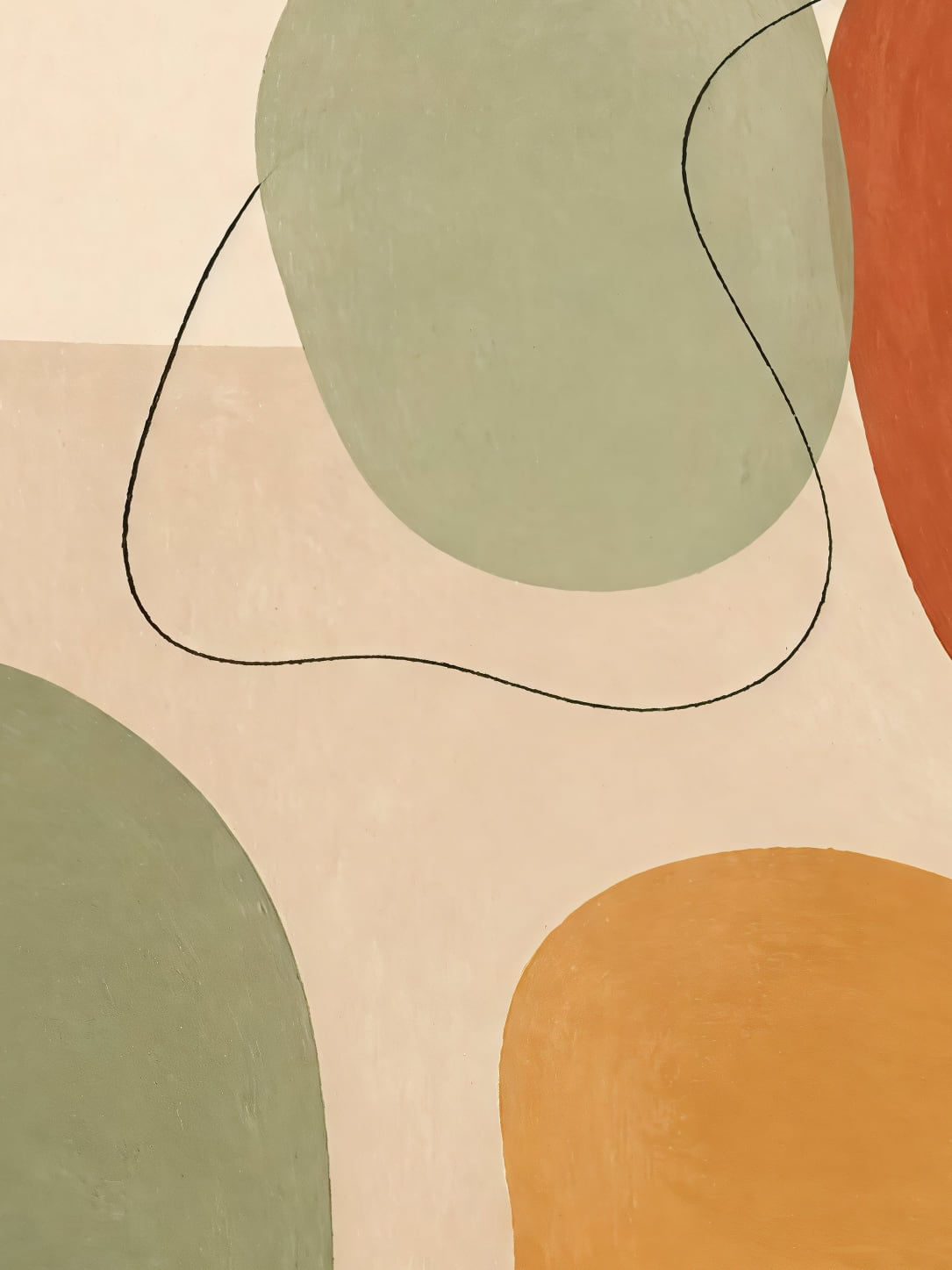 Detail a taille reelle du tirage, affiche abstrait le fil entre les formes