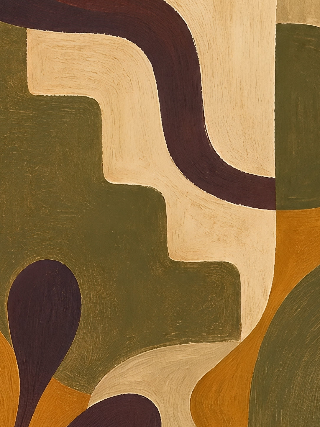 Detail a taille reelle du tirage, affiche abstrait le soleil derriere les courbes