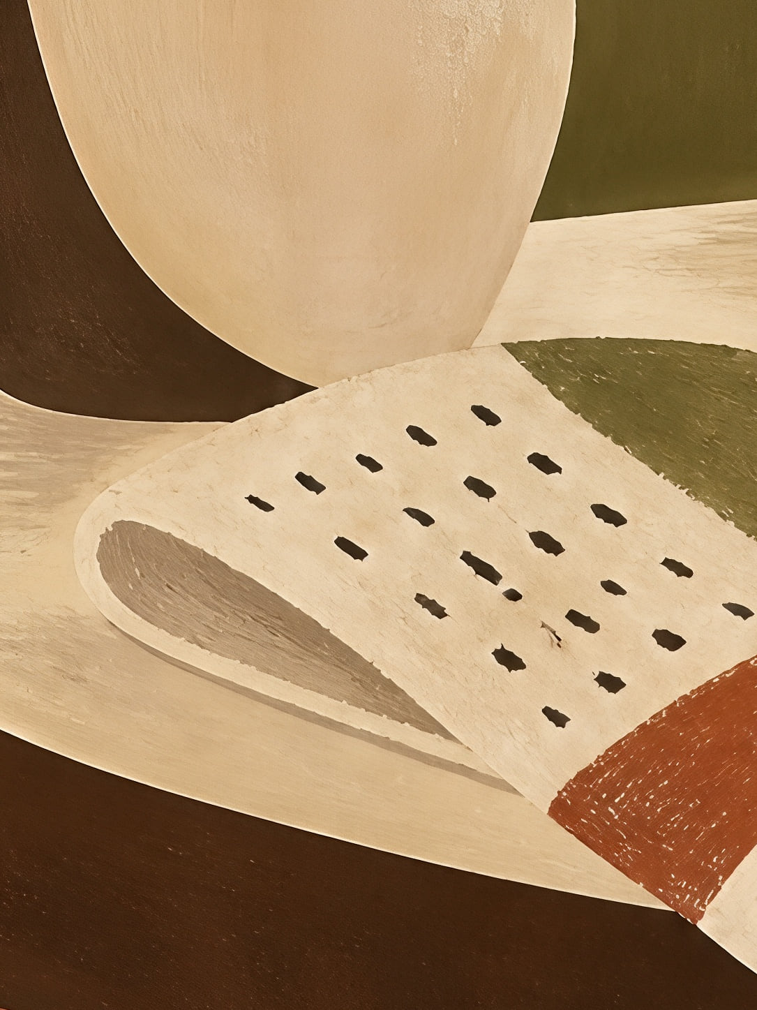 Detail a taille reelle du tirage, affiche abstrait le vase et le livre ouvert
