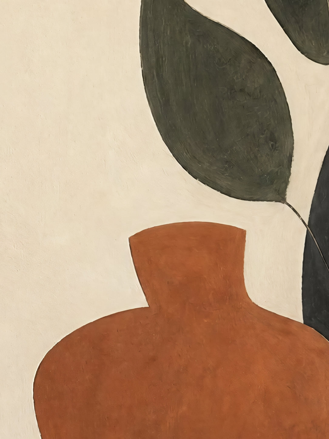 Detail a taille reelle du tirage, affiche abstrait le vase sur la console
