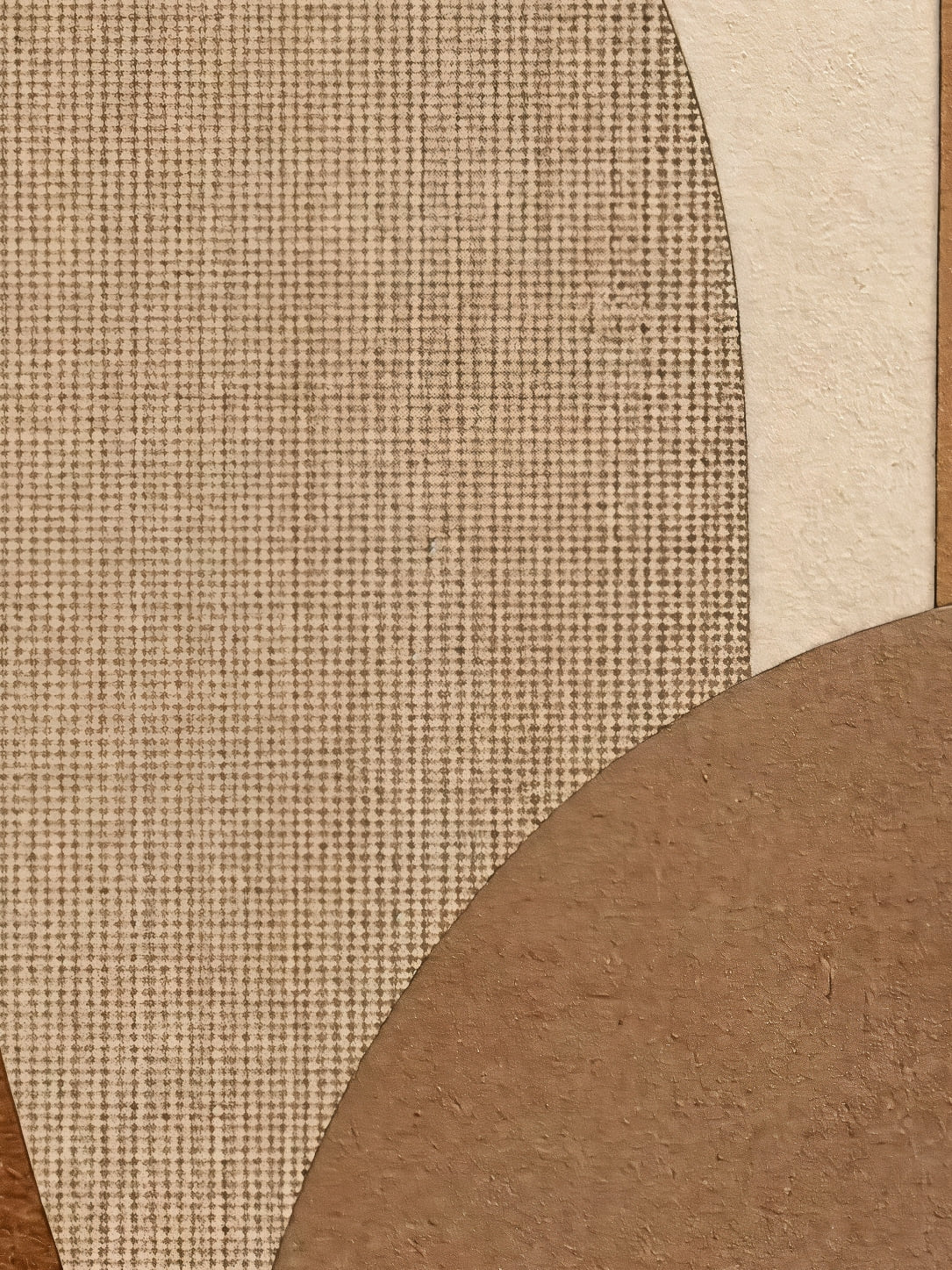 Detail a taille reelle du tirage, affiche abstrait les courbes de papier brun