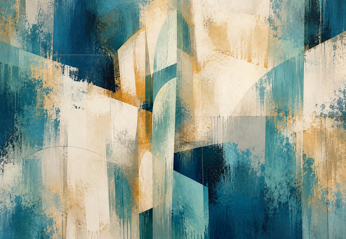 Les voiles turquoise et les coulures d'or (Paysage)