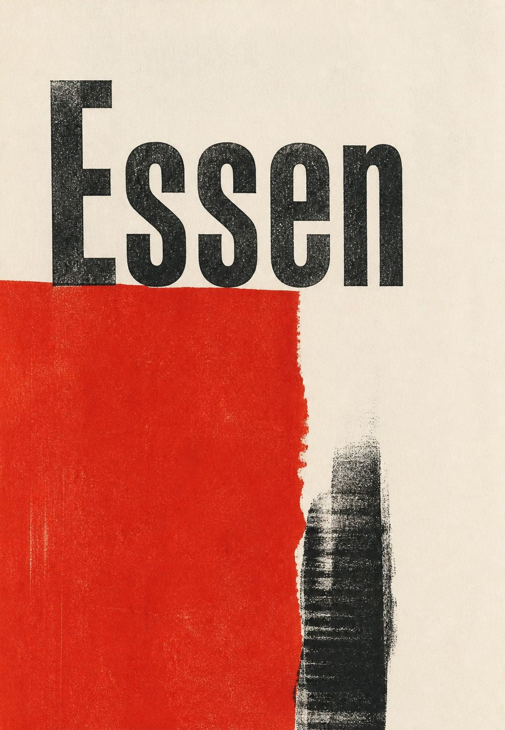 Essen in lettere nere su un blocco rosso