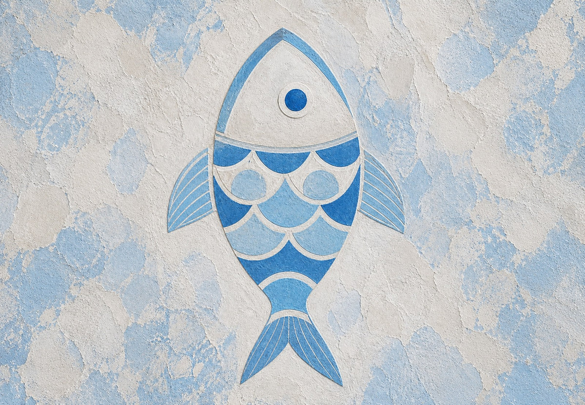 The fish carved in lime plaster (Landscape)