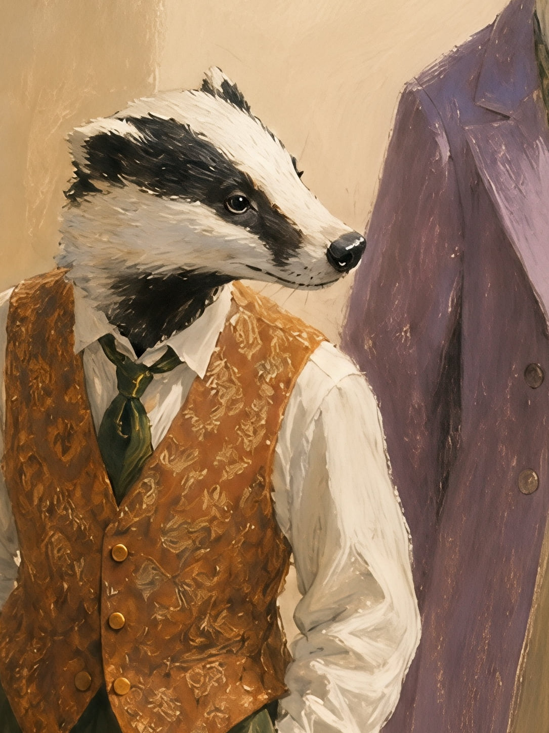 Detail a taille reelle du tirage, affiche animaux animaux habilles vintage