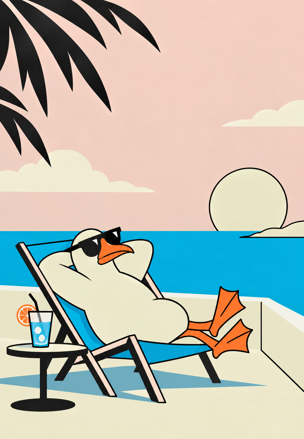 Ente im Urlaub am Strand
