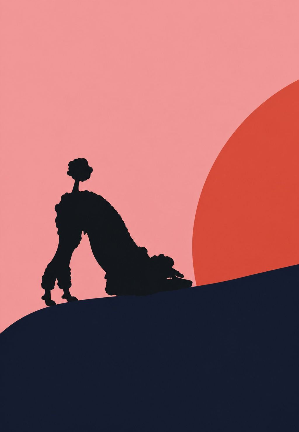 Pudel bei Sonnenuntergang
