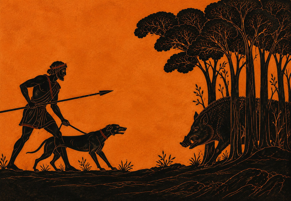 Boar Hunt Beneath the Tall Trees (Landscape)