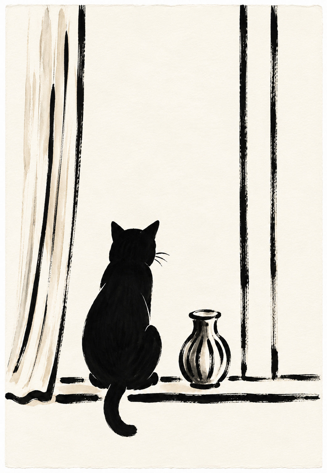 Gatto nero sul davanzale