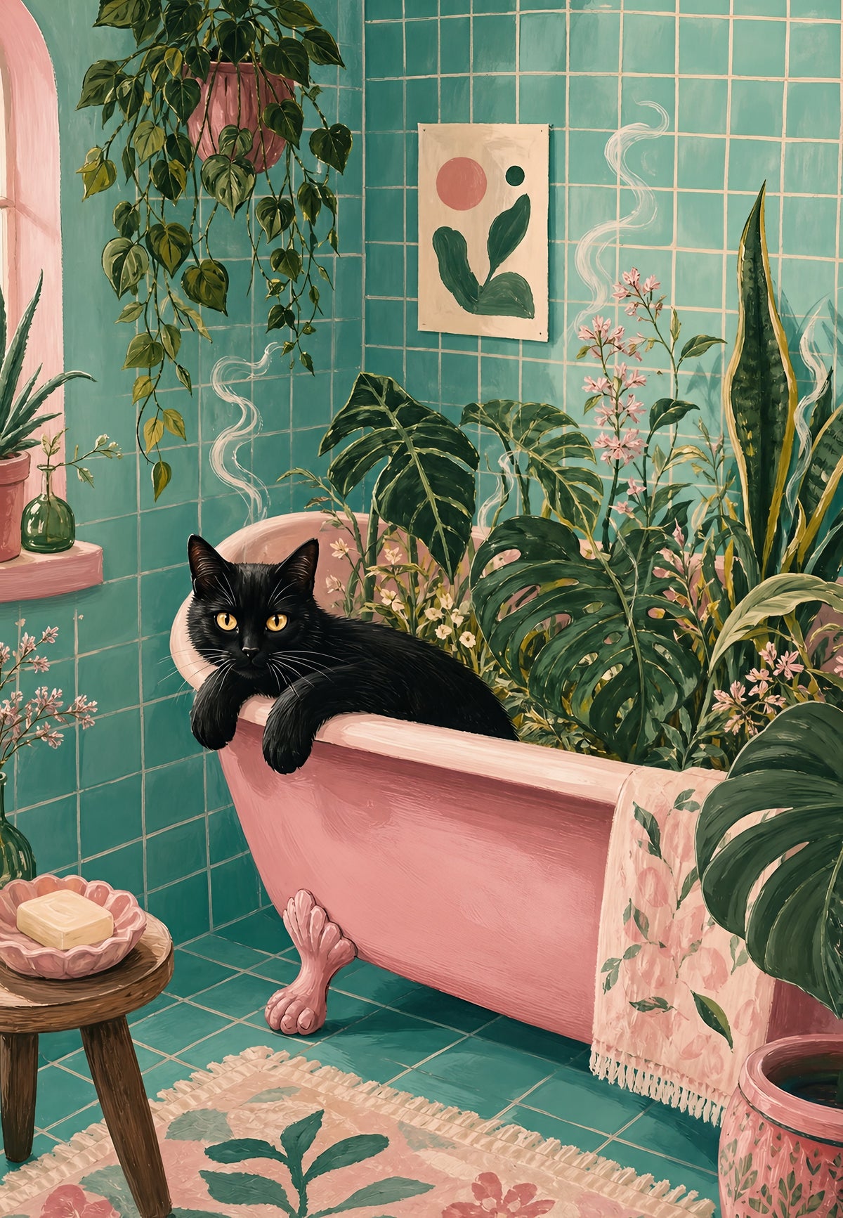 Le chat dans la baignoire
