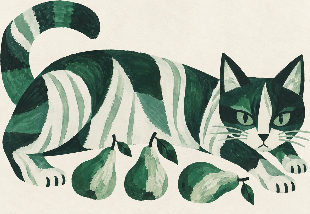 Gatto a righe con pere (Orizzontale)