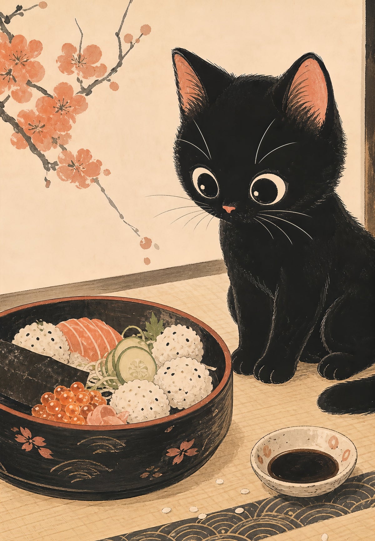El gatito ante el sushi