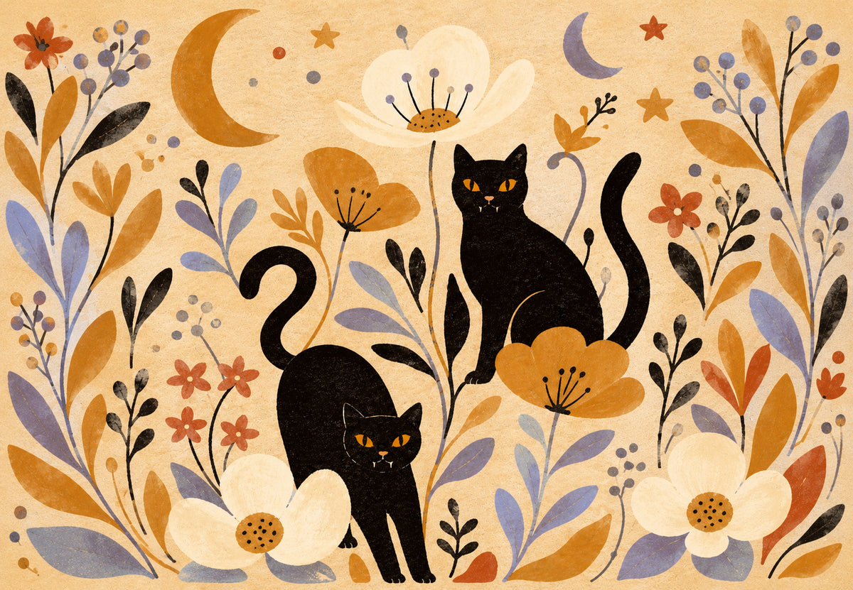 Les chats sous la lune (Paysage)