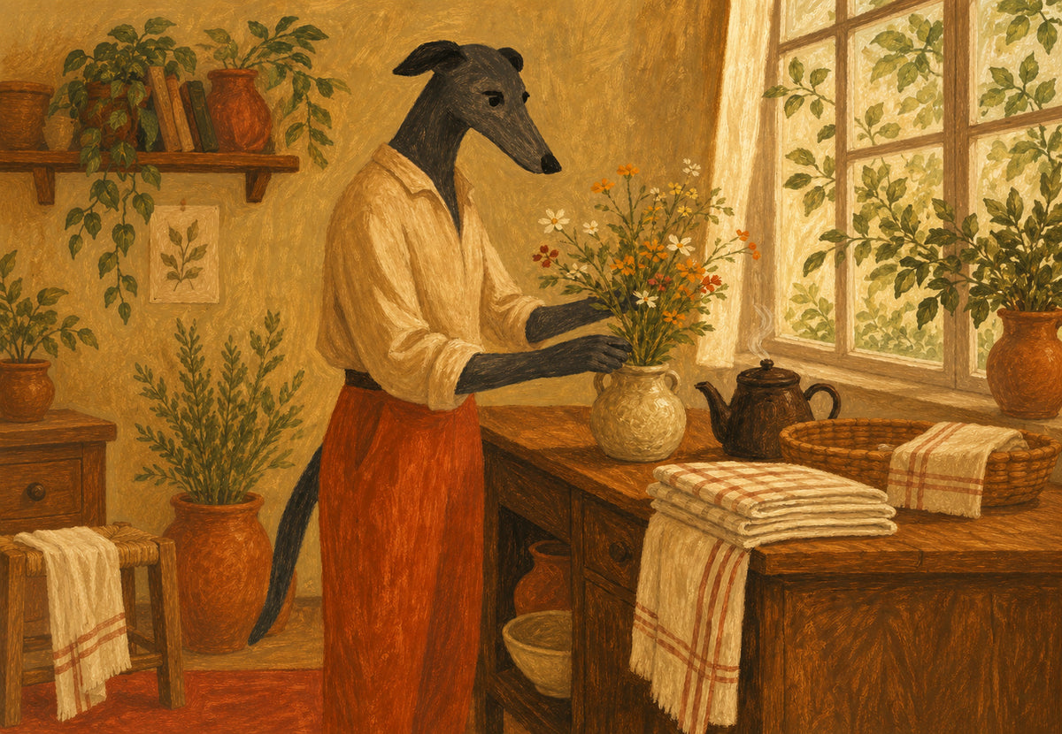 The greyhound with the bouquet (Landscape)