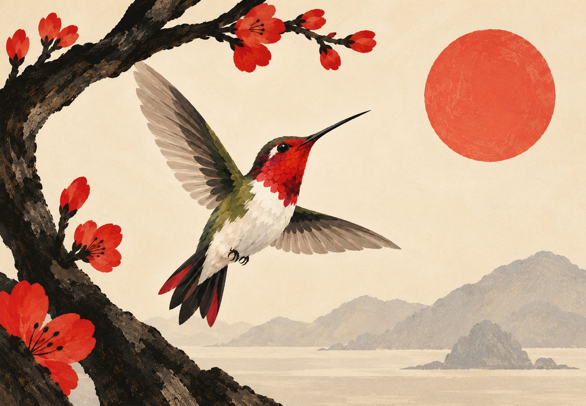 Colibri au soleil levant (Paysage)