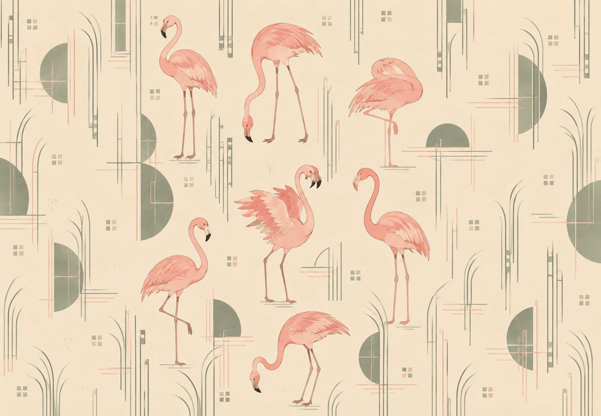 Cortejo de flamencos rosados (Horizontal)