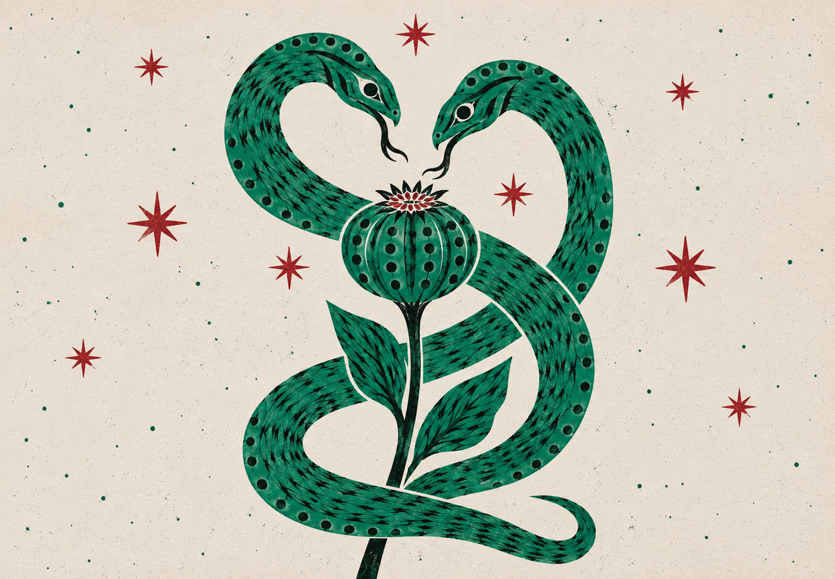 Deux serpents gardiens du pavot (Paysage)