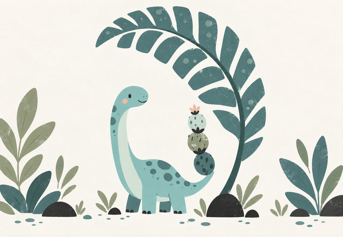 Dinosaurier unter dem Palmenblatt (Querformat)