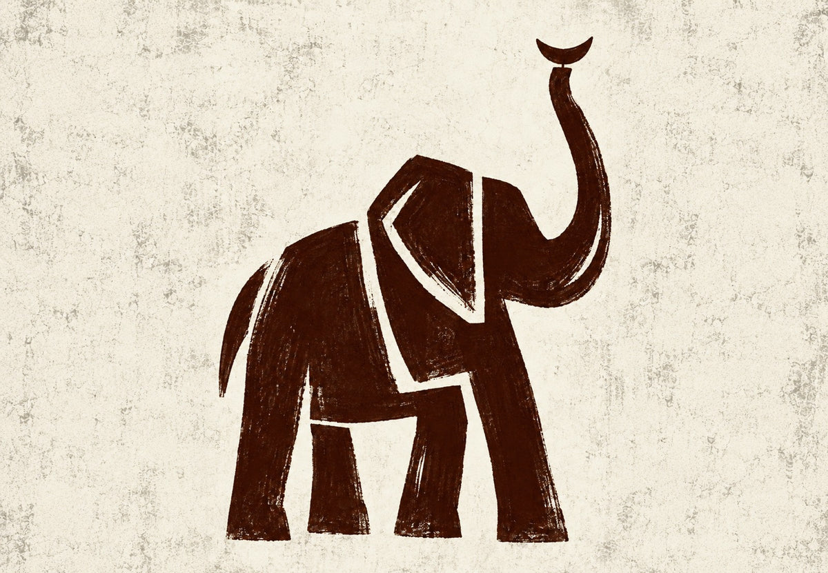 Elefant mit Mondsichel (Querformat)