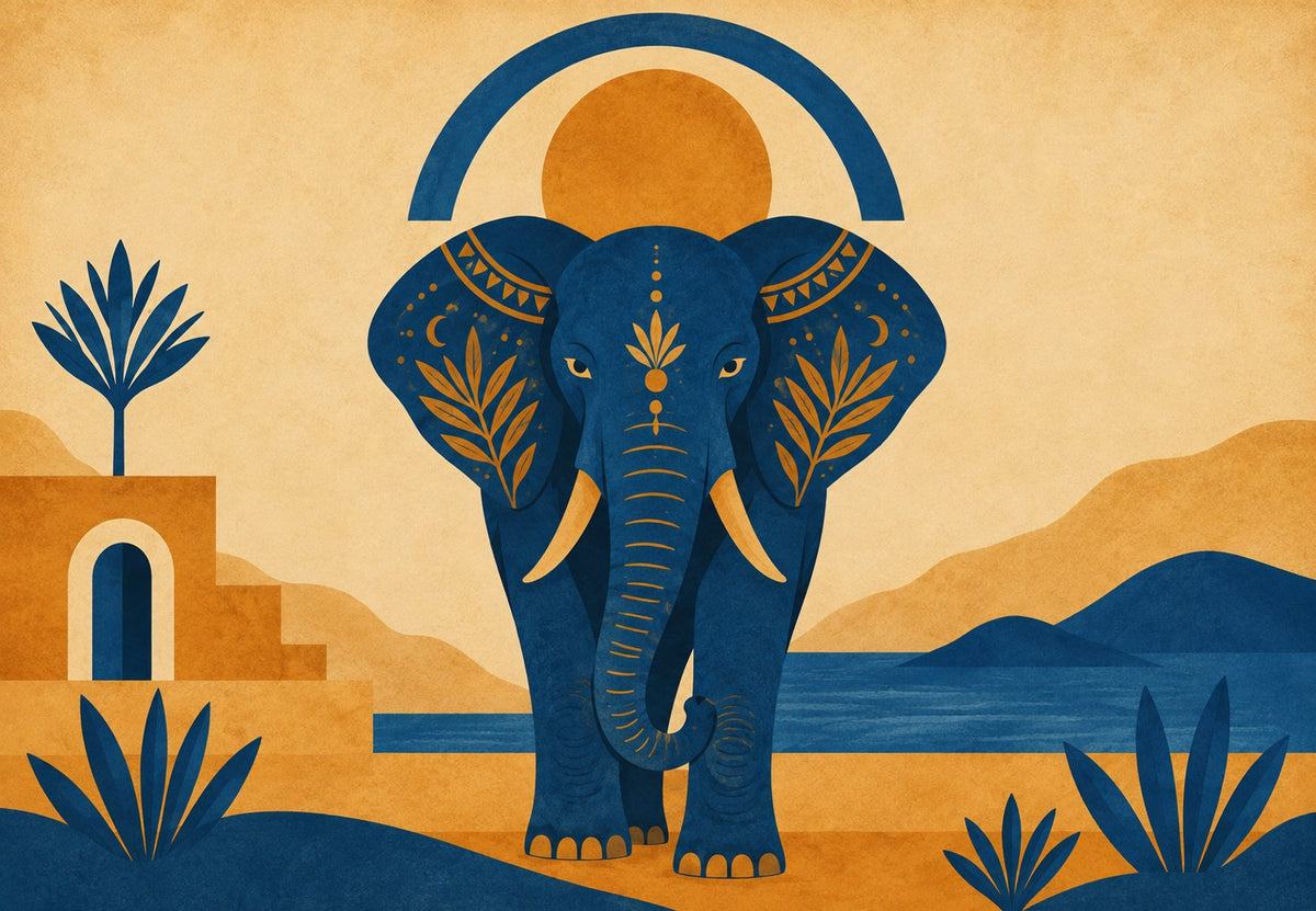 Blue Elephant Before the Sun (Landscape)