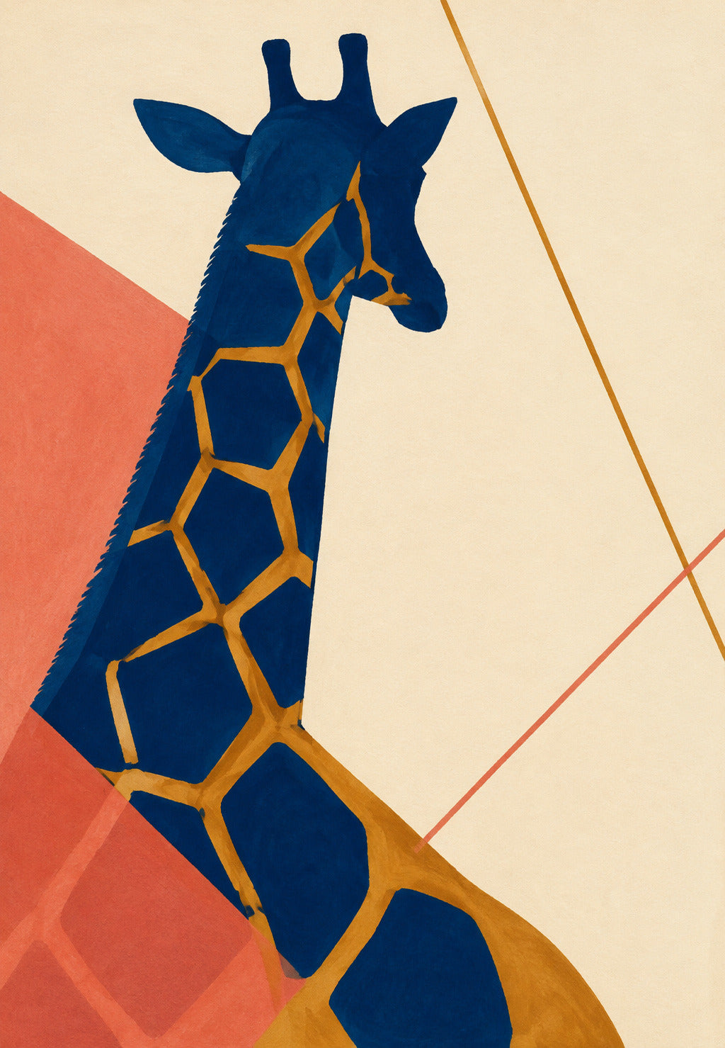 Giraffe in Nachtblau und Ocker