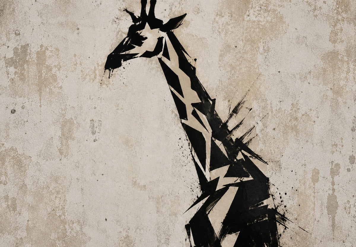 Giraffe in schwarzen Scherben (Querformat)