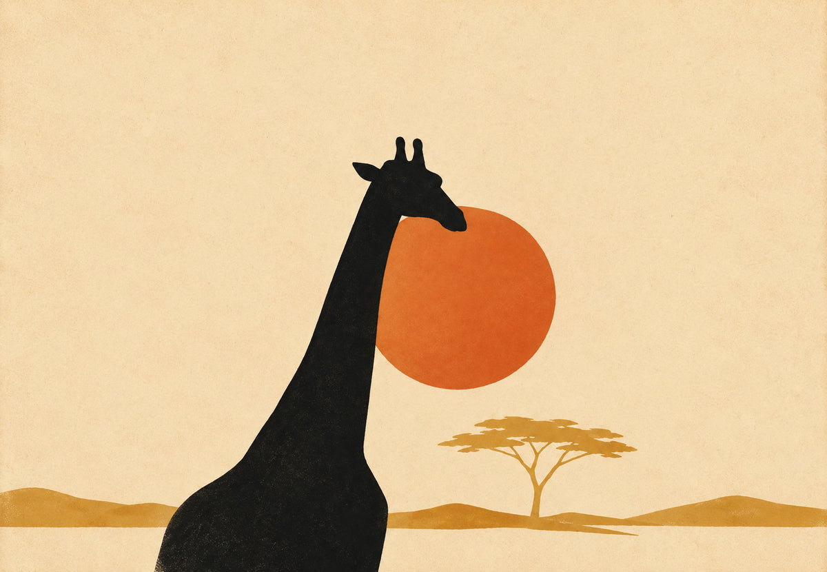Giraffe vor der Sonne (Querformat)