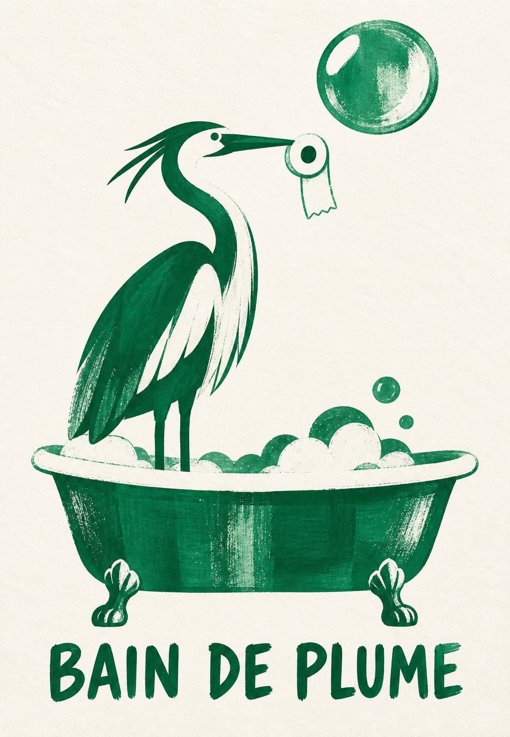Héron dans son bain moussant