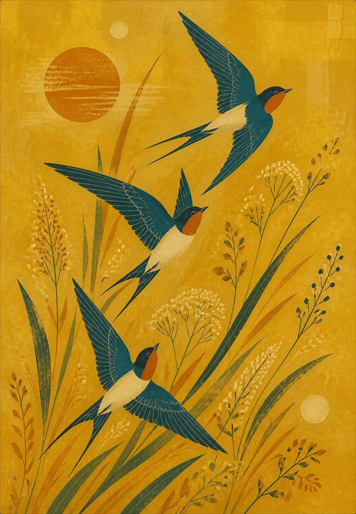 Swallows in the Golden Sun