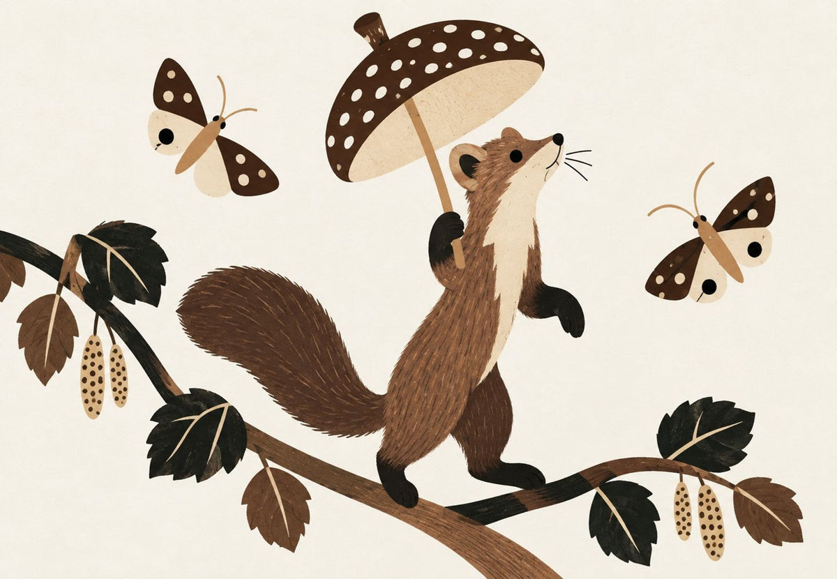 Das Eichhörnchen mit dem Pilzschirm