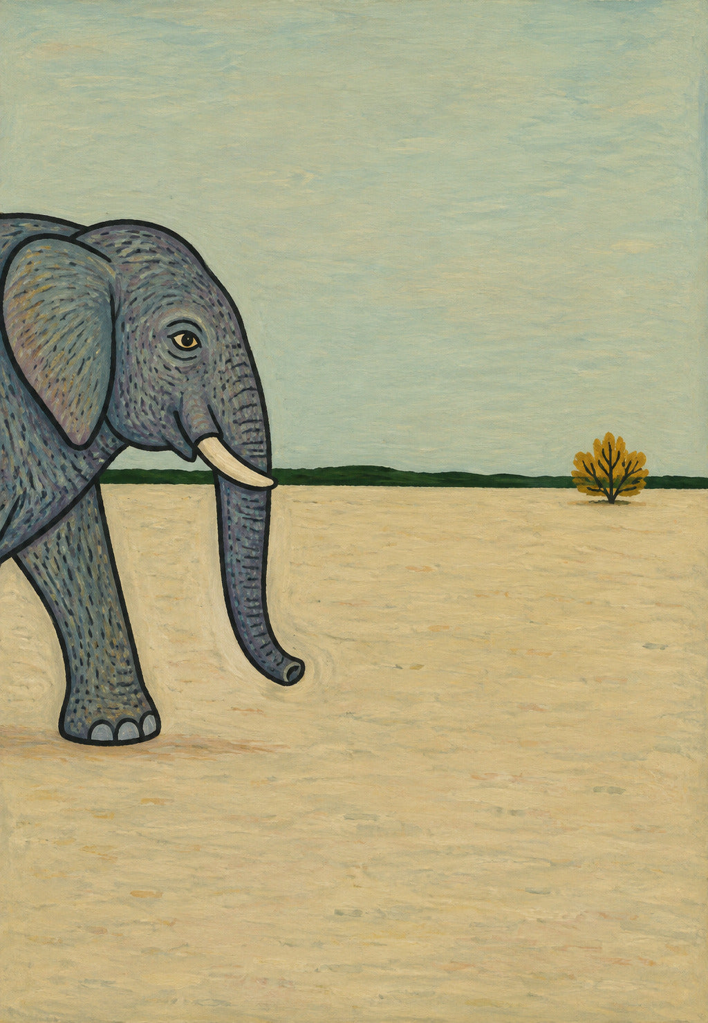 Der Elefant und der einsame Baum