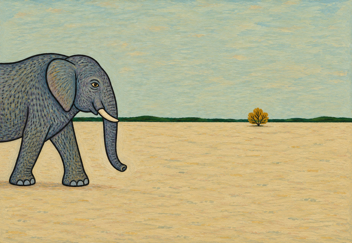 The Elephant and the Lone Tree (Landscape)