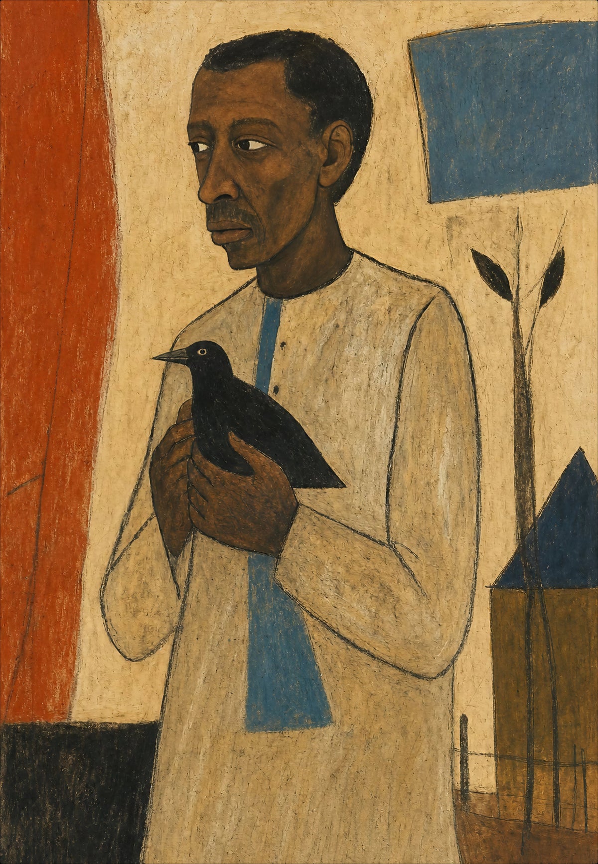 Der schwarze Vogel in den Händen