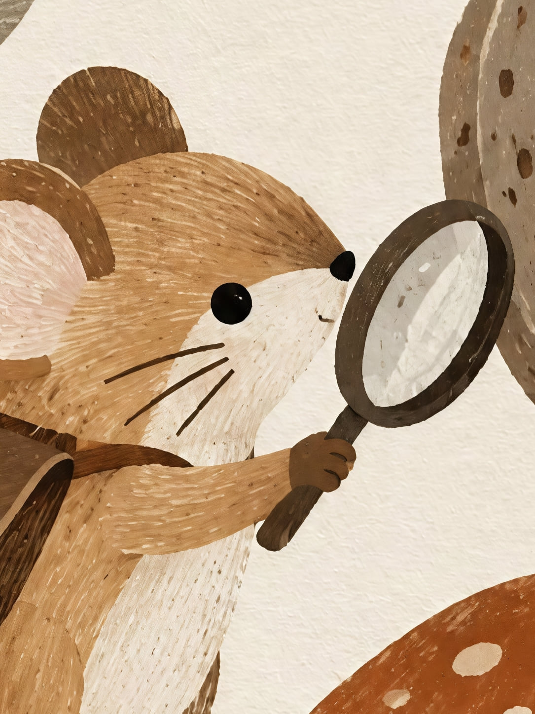 Detail a taille reelle du tirage, affiche animaux la souris naturaliste et la capsule de pavot