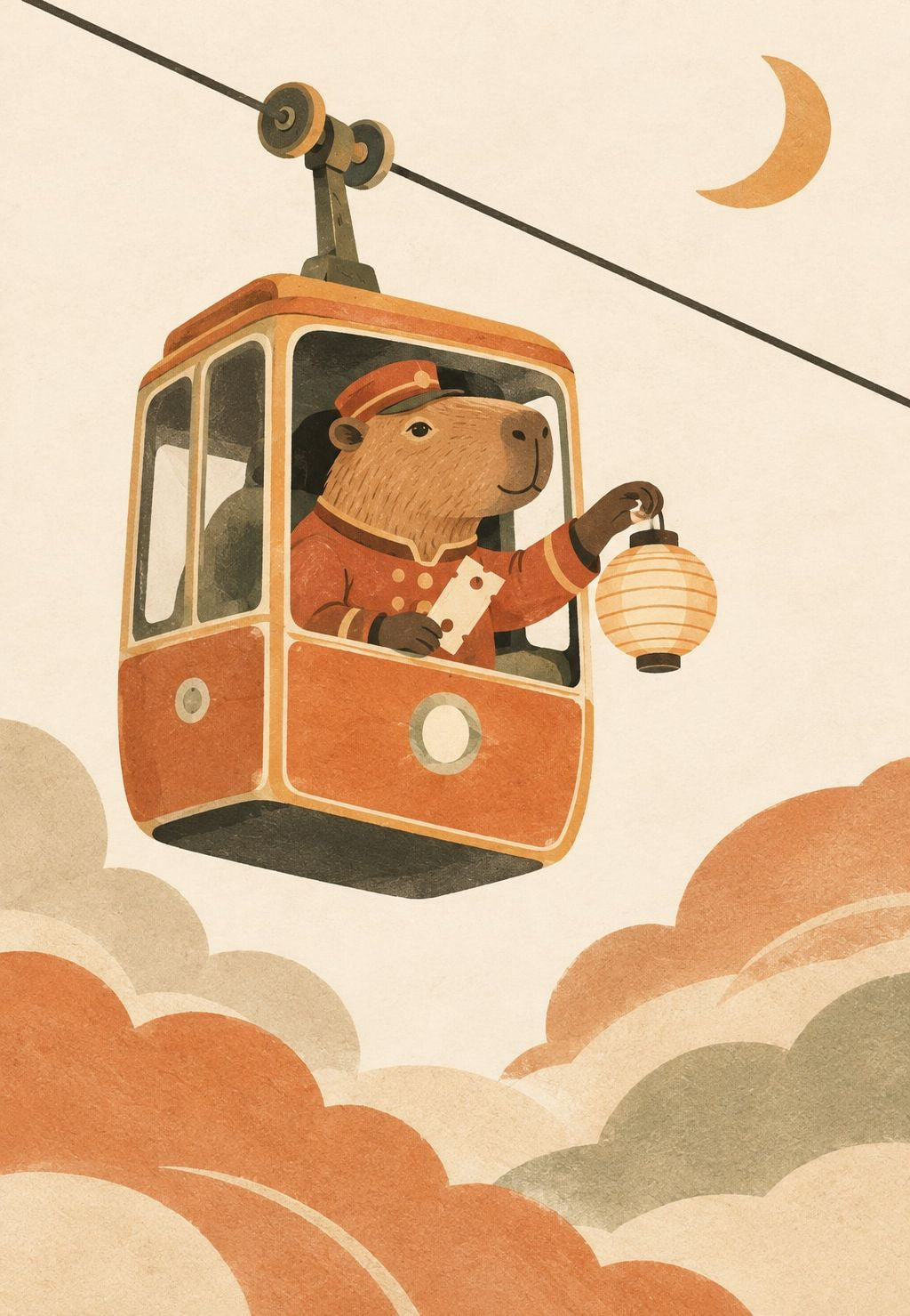 O capivara revisor do teleférico noturno