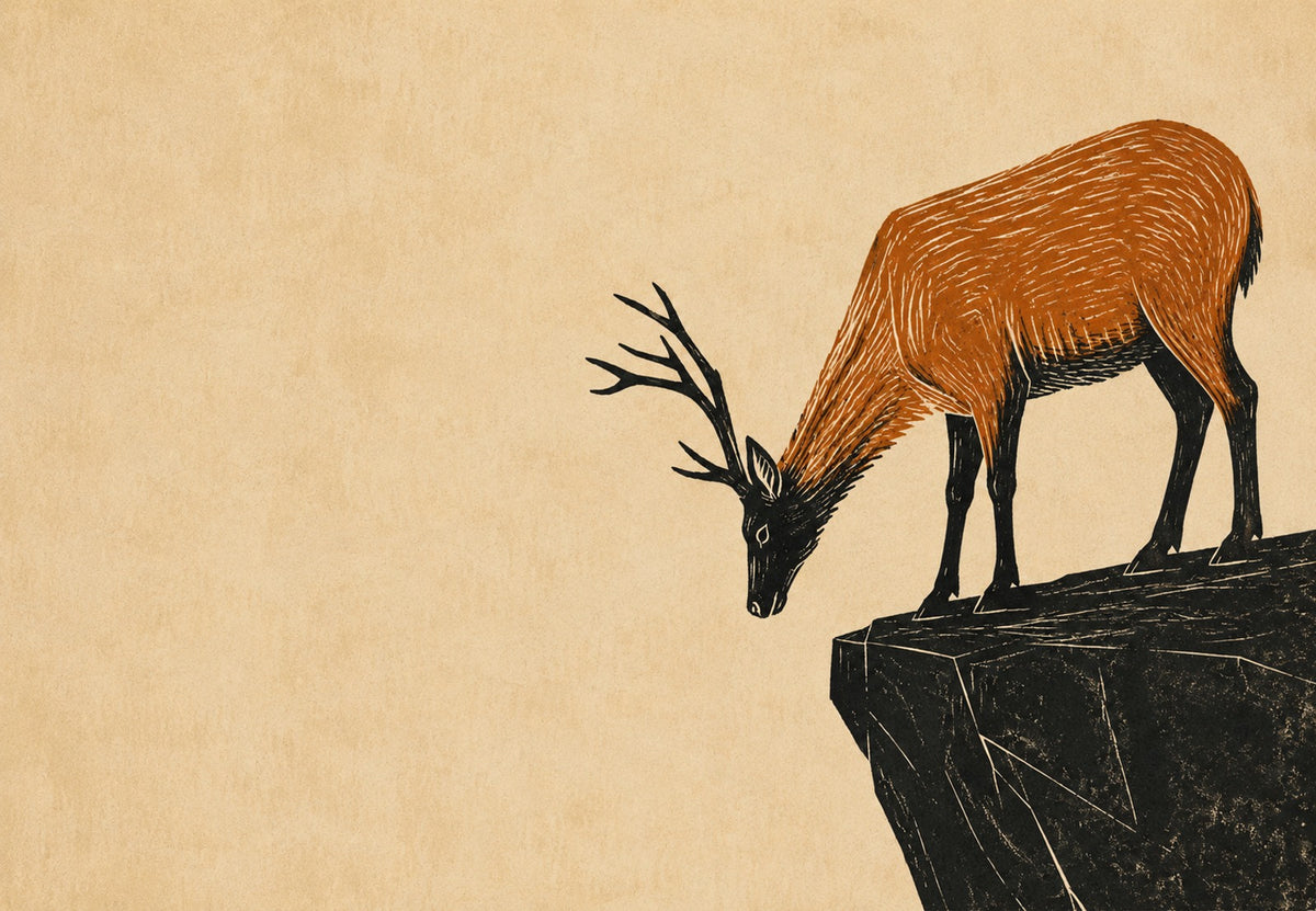 Der Hirsch am Abgrund (Querformat)