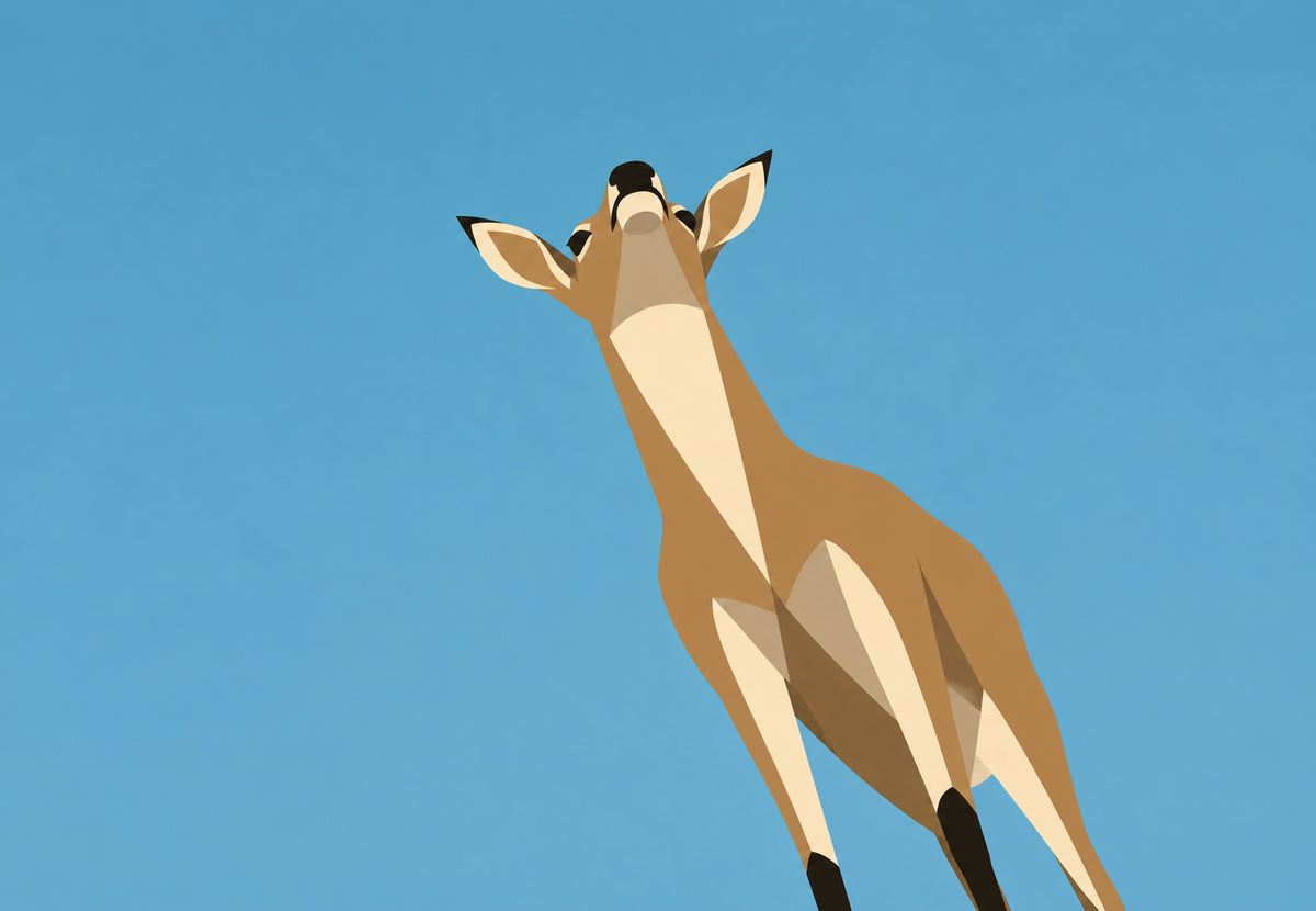 The Deer Looking Up at the Sky (Landscape)