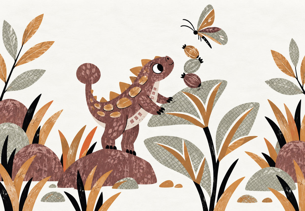 Le dinosaure curieux et la libellule (Paysage)
