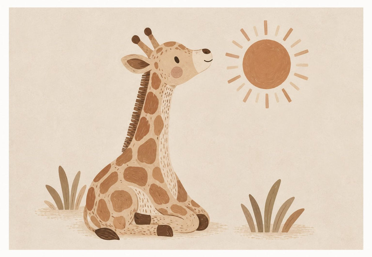 Giraffungen och solen (Liggande)