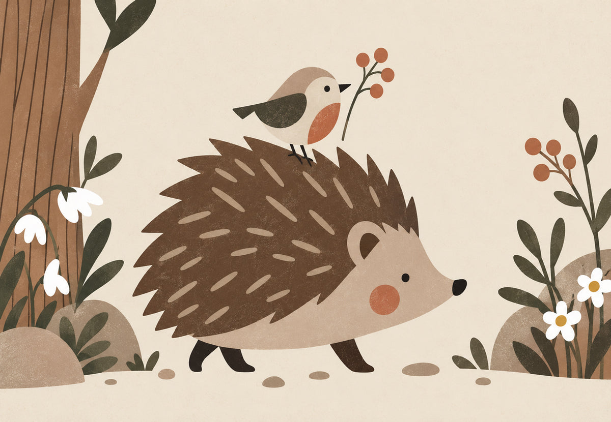 Il riccio e l'uccello del bosco (Orizzontale)