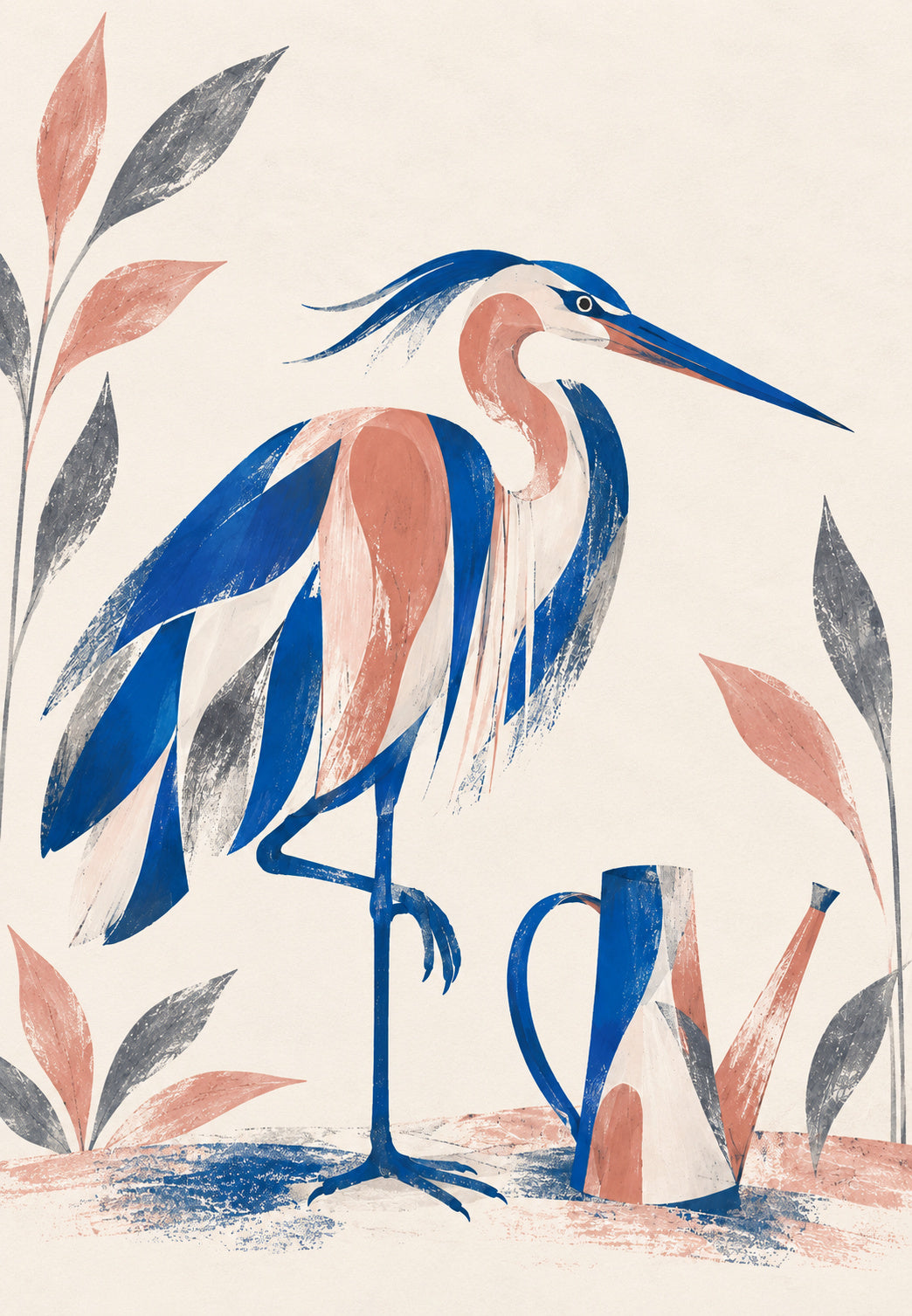 Le héron bleu et son arrosoir
