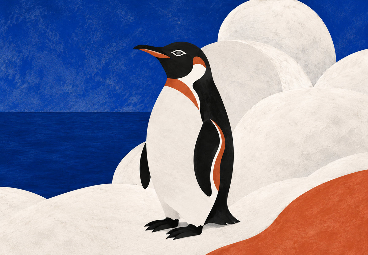Der Pinguin und die Eisscholle (Querformat)