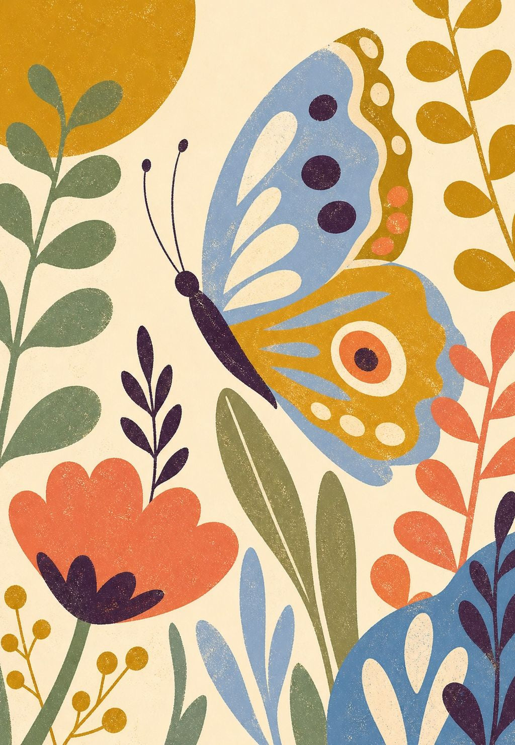 The Butterfly among Golden Flowers