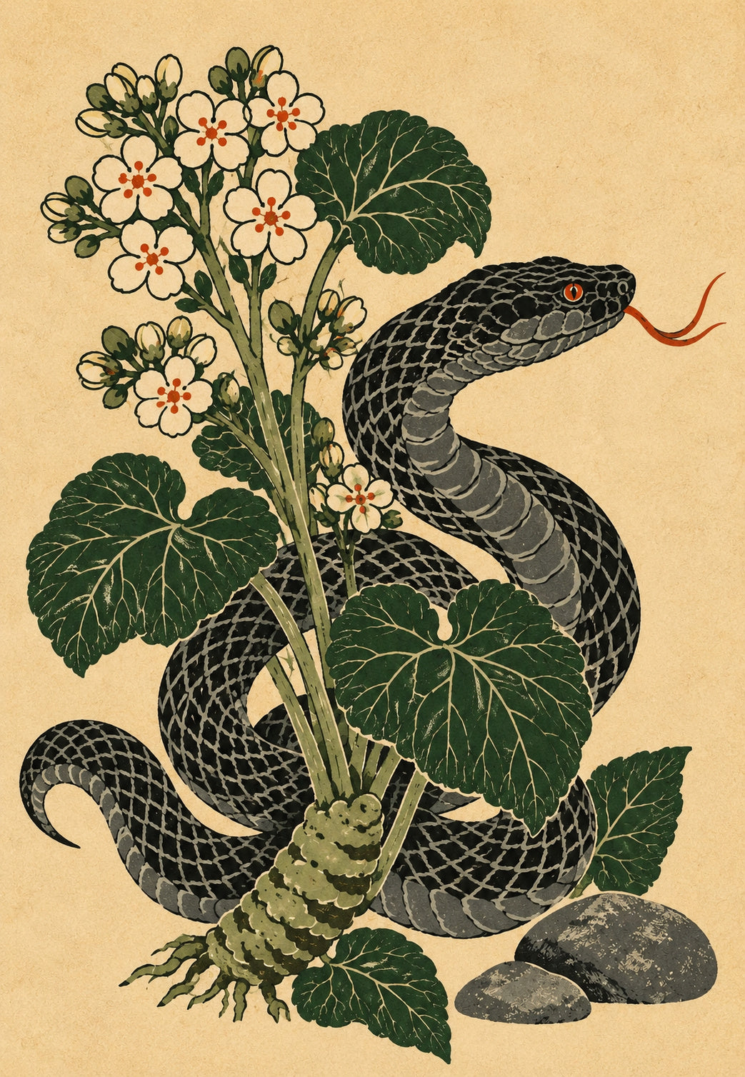 The Snake and the White Flowers