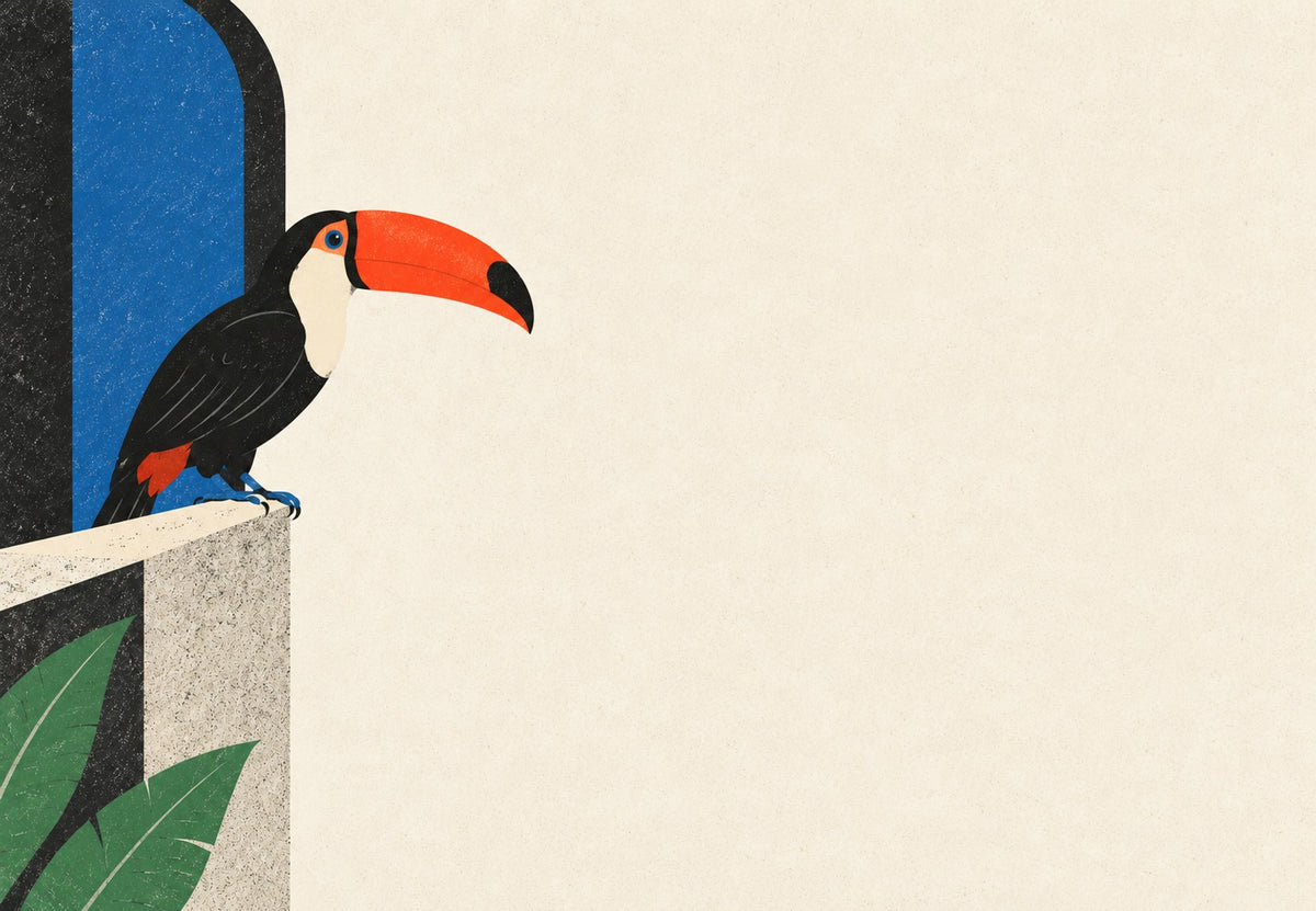Le toucan de la terrasse bleue (Paysage)